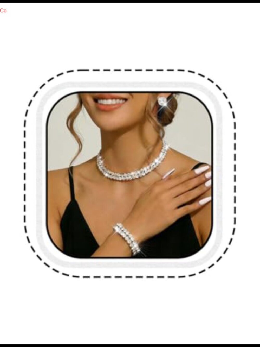 Rhinestone Necklace Earrings Bracelet Jewelry Set for Women Bridal Prom Formal